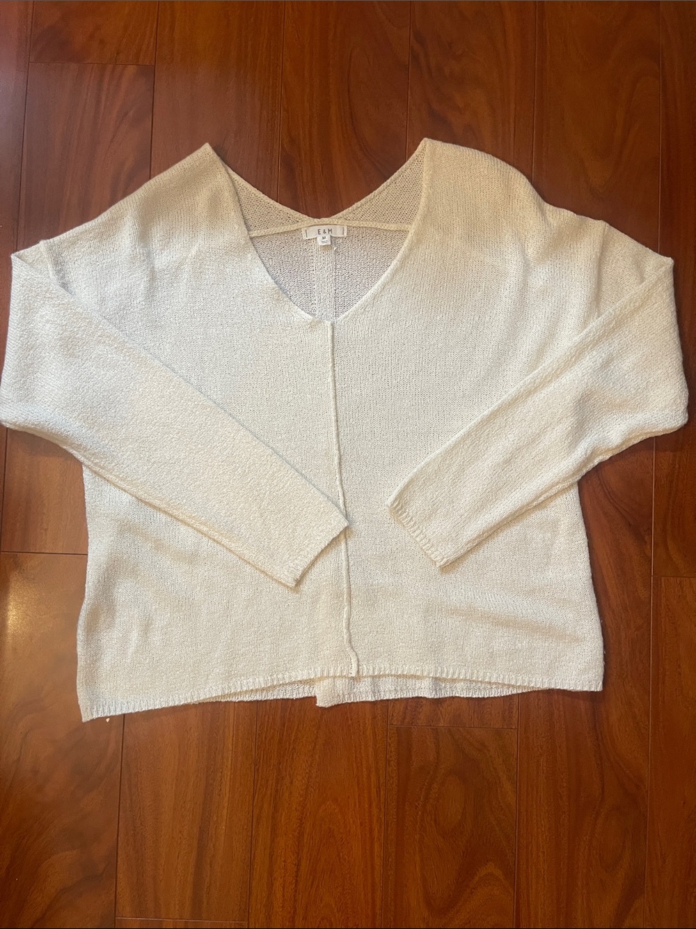 Light Cream V‑Neck Knit Sweater by EGM